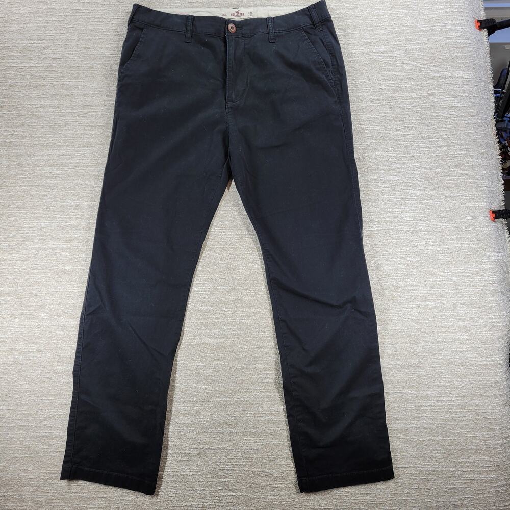 Hollister Men’s Black Chino Pants W34 L32 Slim Straight Casual Dress Twill